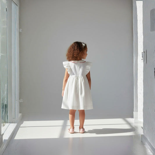 Ivory Mushroom Embroidery Linen Dress