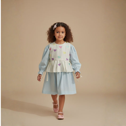 Girls Cotton Linen Two Piece Set