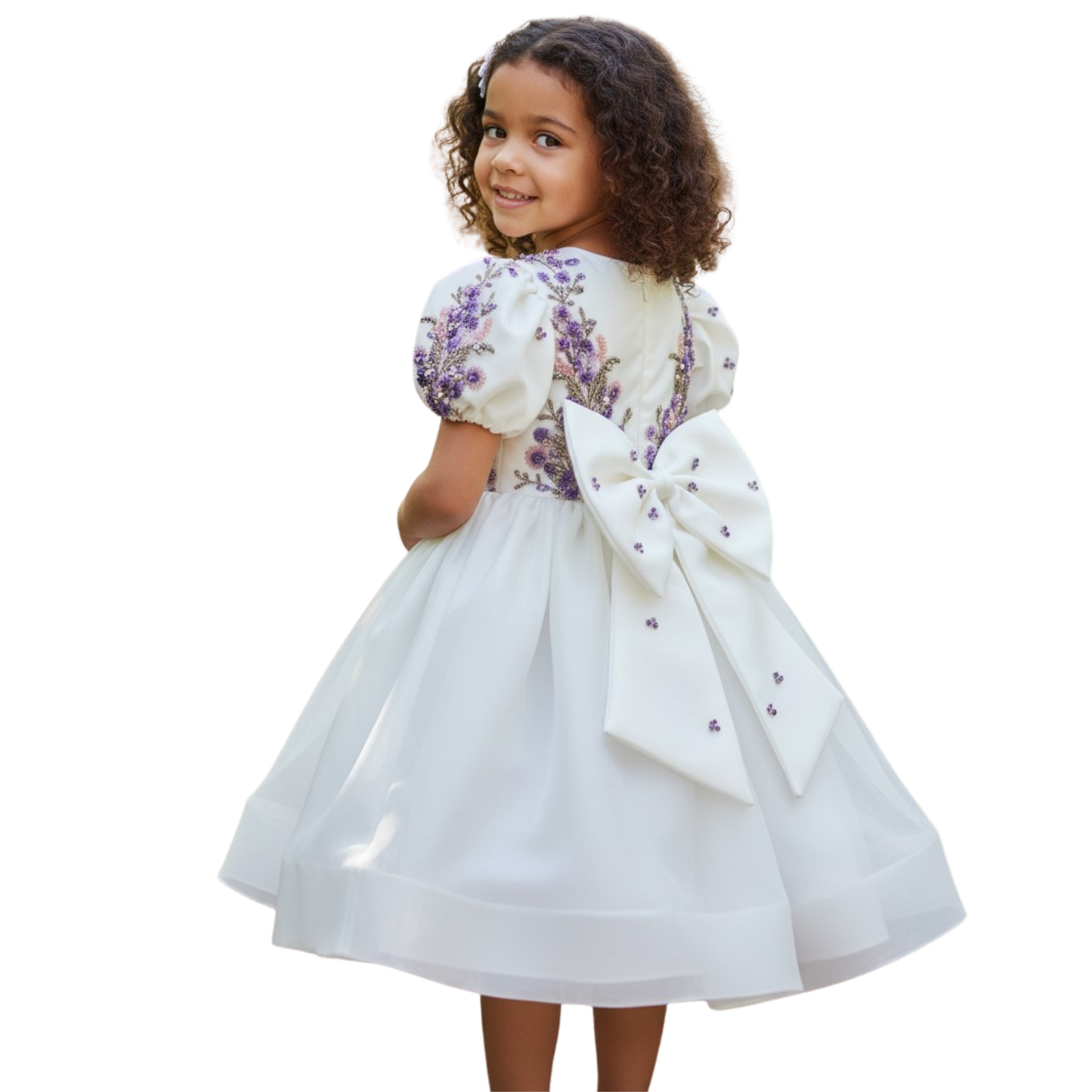 Lavender Garden Organza Embroidered Dress