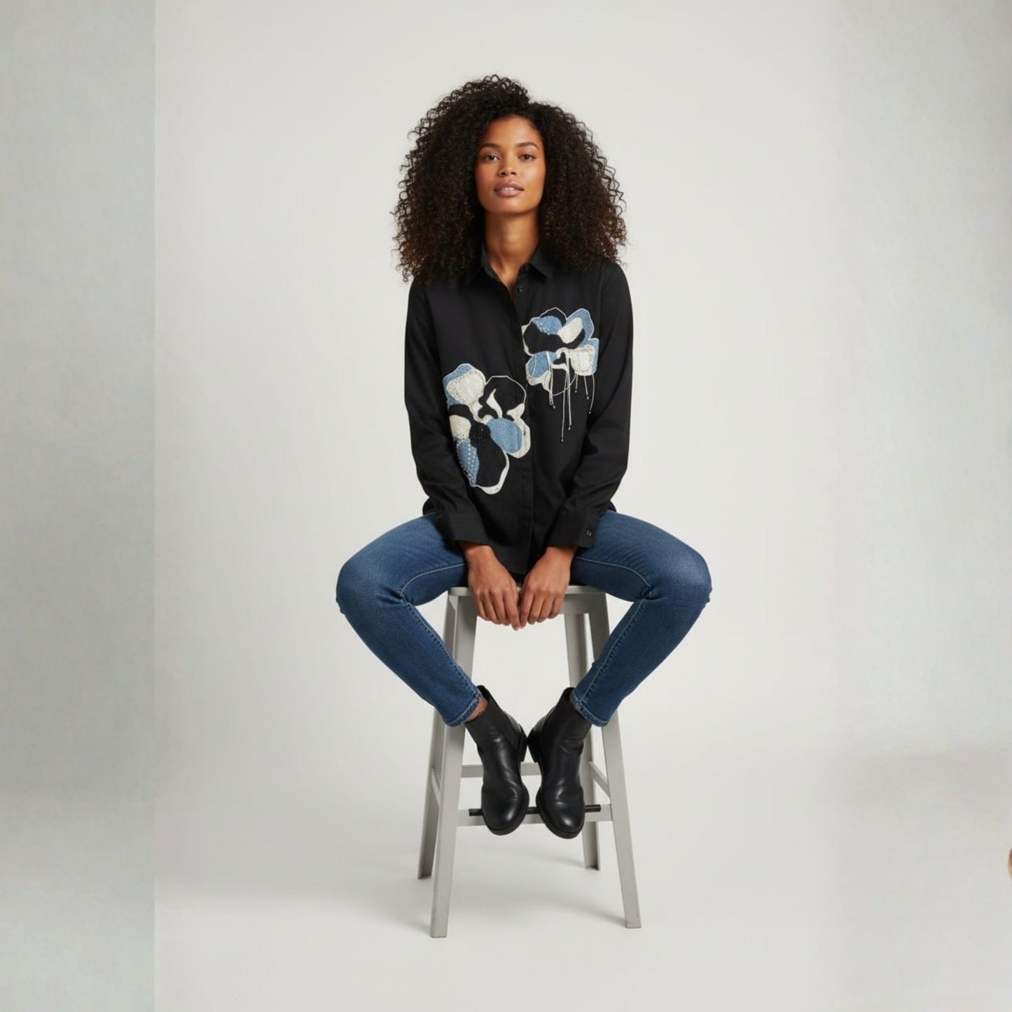 Black Petal Charm Shirt