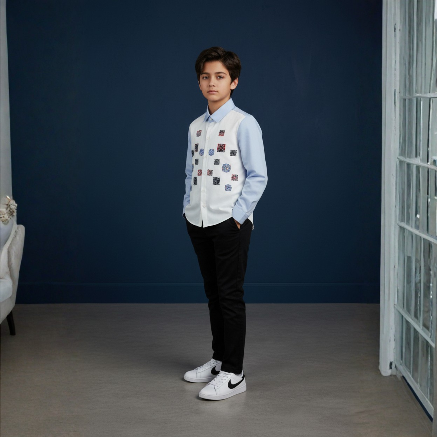 Mosaic stitch shirt