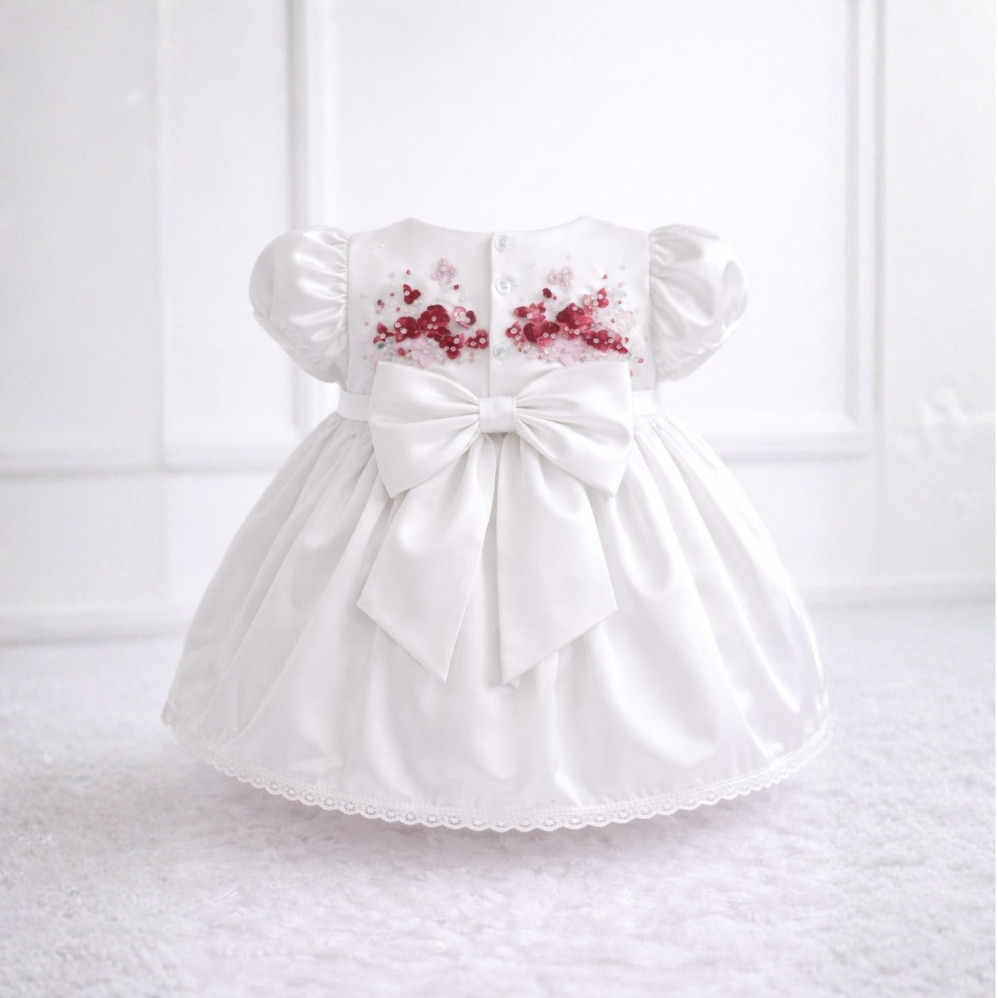 Scarlet Blossom Satin Dress