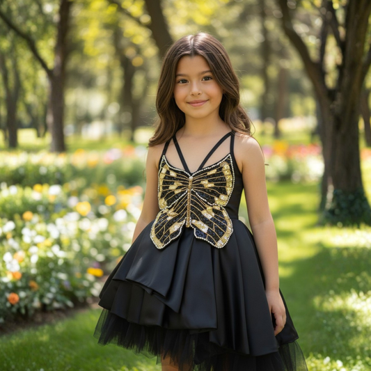 Black Gold Butterfly Birthday Dress
