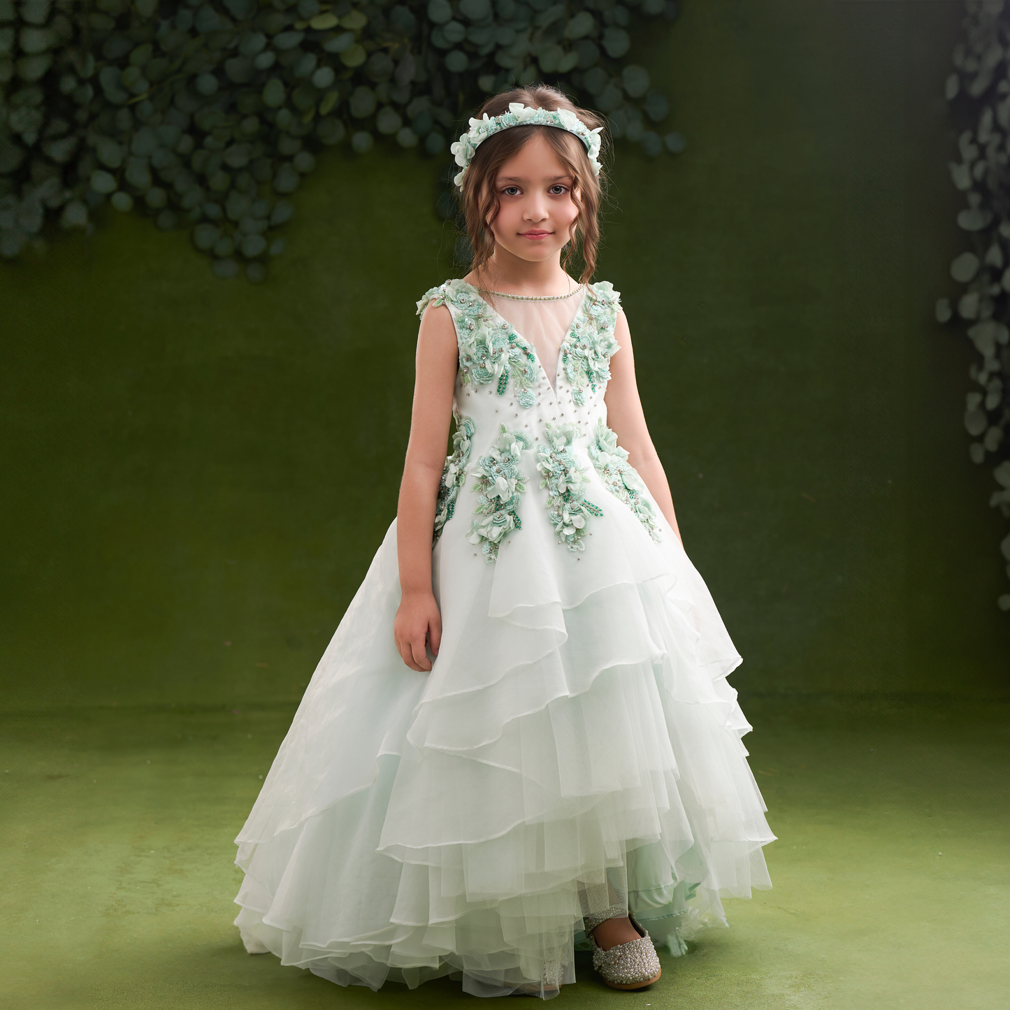 Jade cascade gown