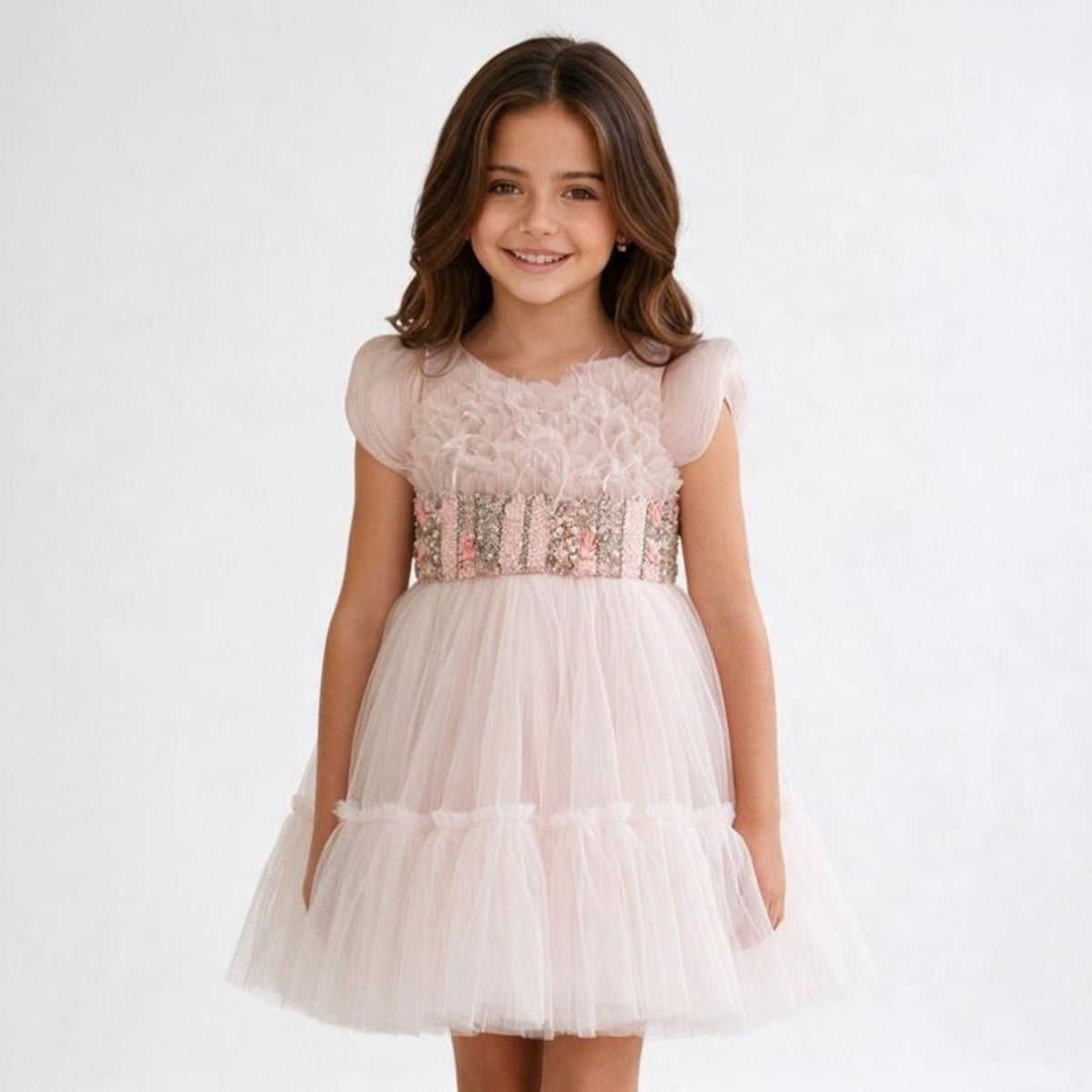 Rose plume dress