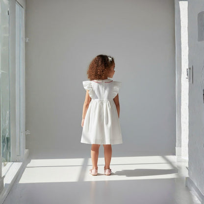 Ivory Mushroom Embroidery Linen Dress
