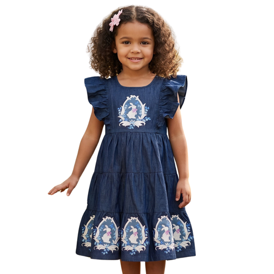 Enchanted Bunny Denim Frill Dress