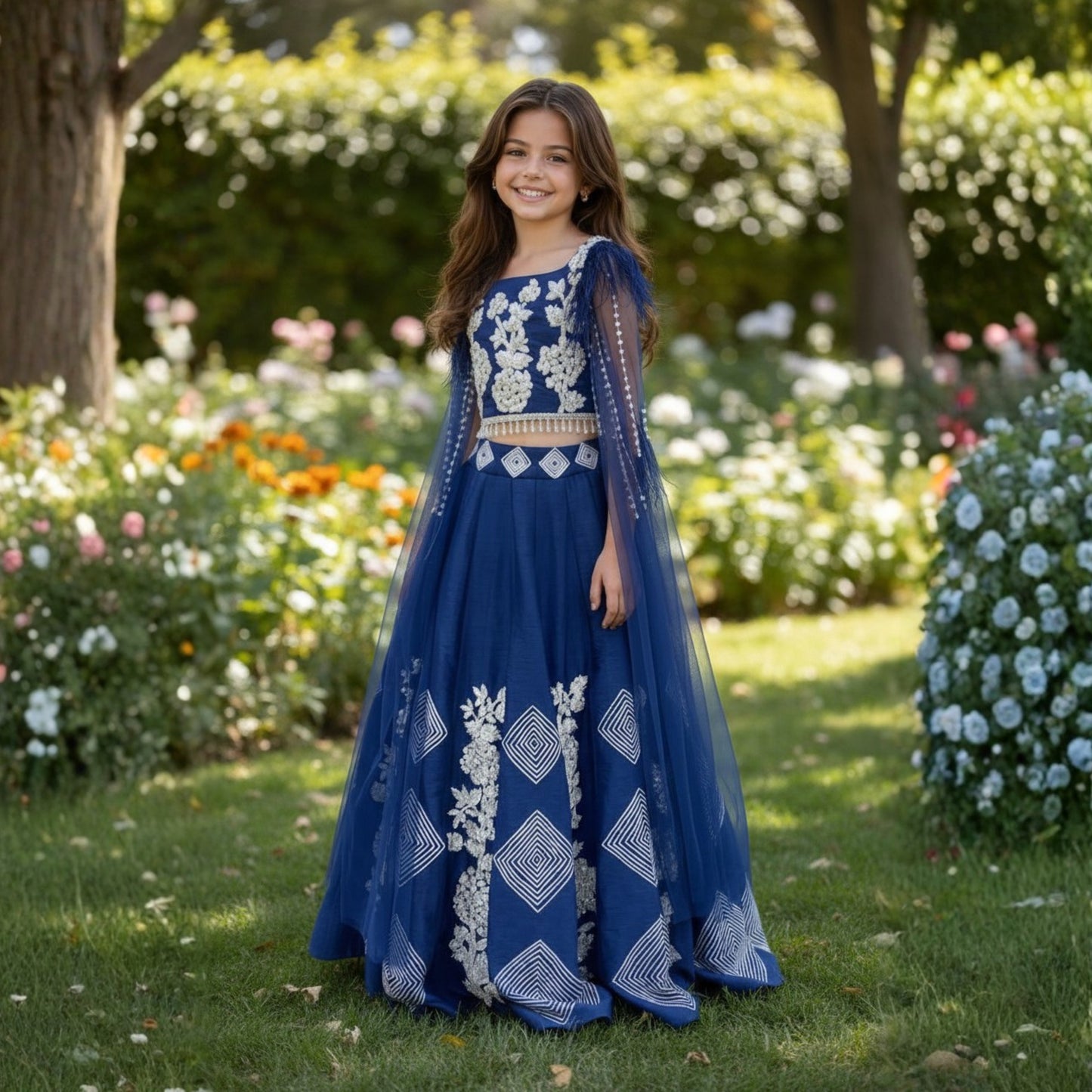 Navy Mirage Lehenga