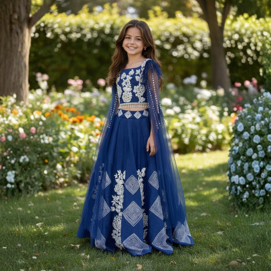 Navy Mirage Lehenga