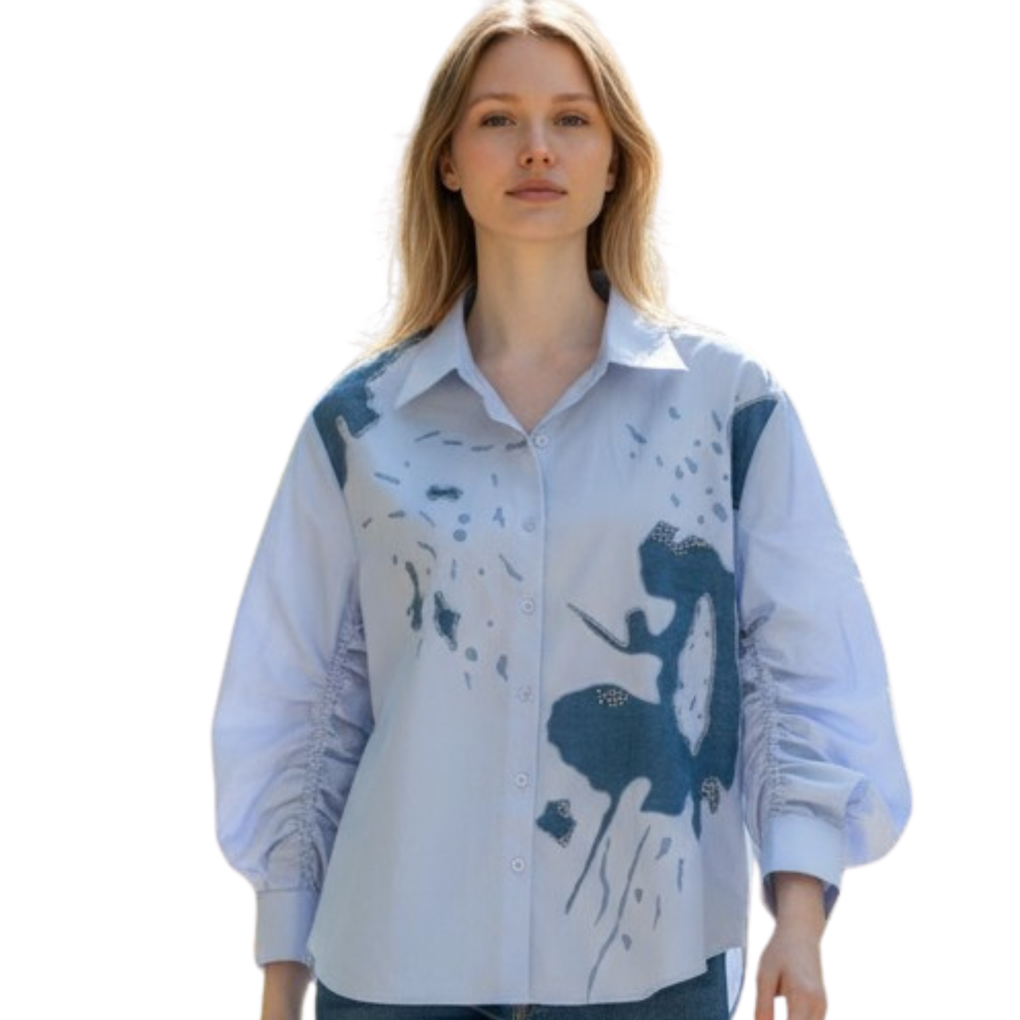 Azure Bloom Cotton Shirt