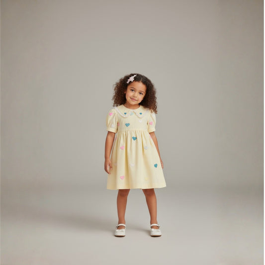 Buttercup Hearts Embroidered Linen Dress