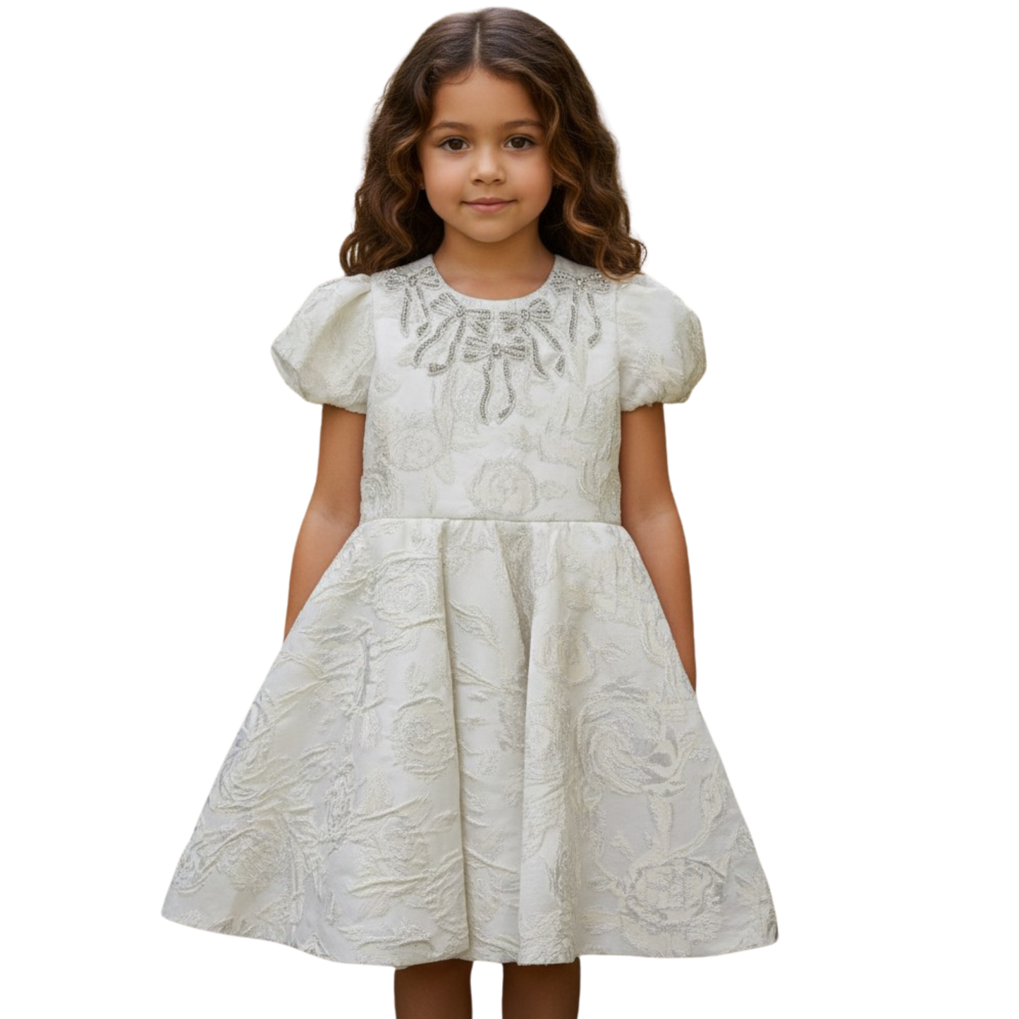 Pearl Bow Jacquard  Dress