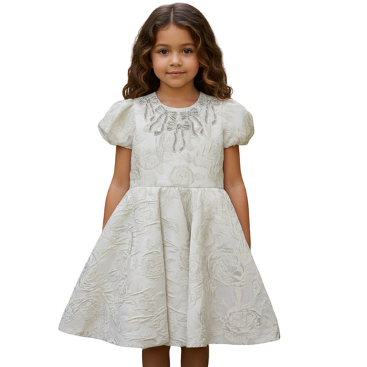 Pearl Bow Jacquard  Dress