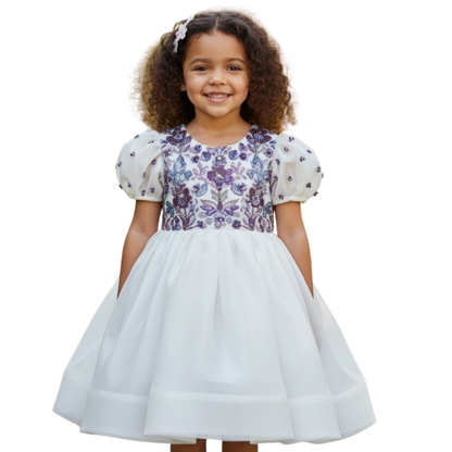 Lavender Garden Organza Embroidered Dress