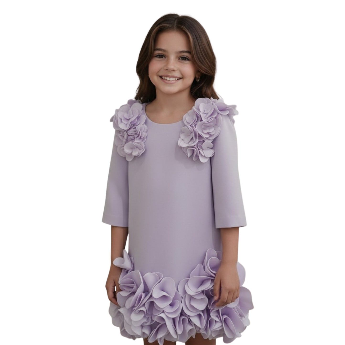Lavender Bloom 3D Flower Dress