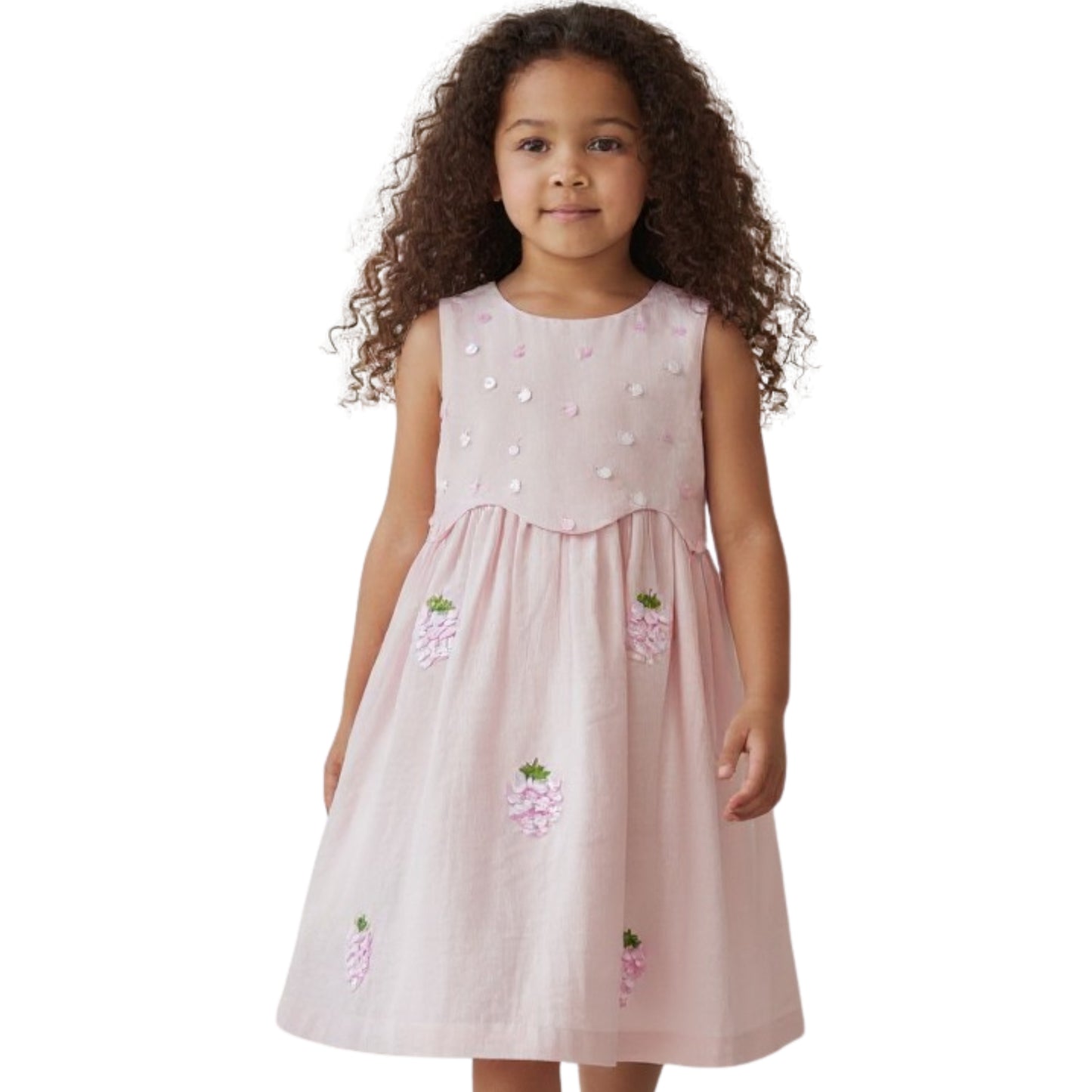 Fruity Bloom Sequin Linen Dress