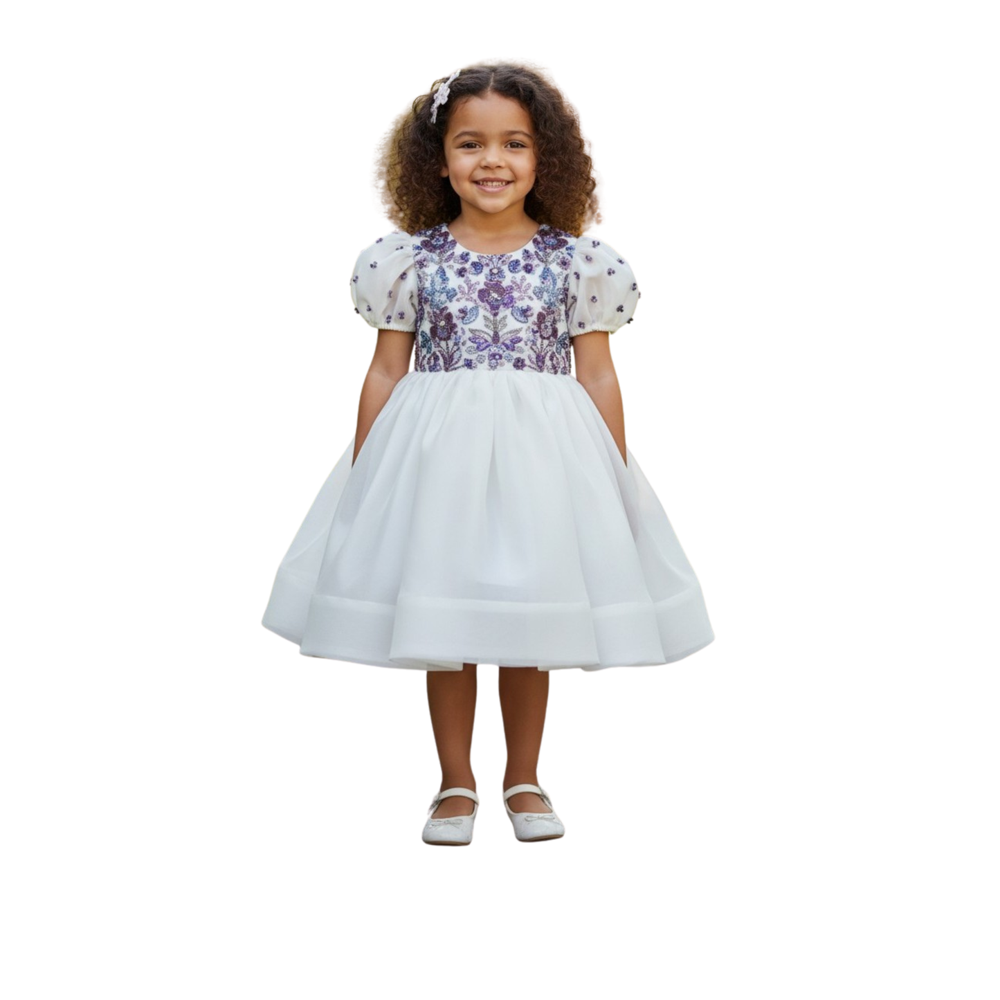 Lavender Garden Organza Embroidered Dress