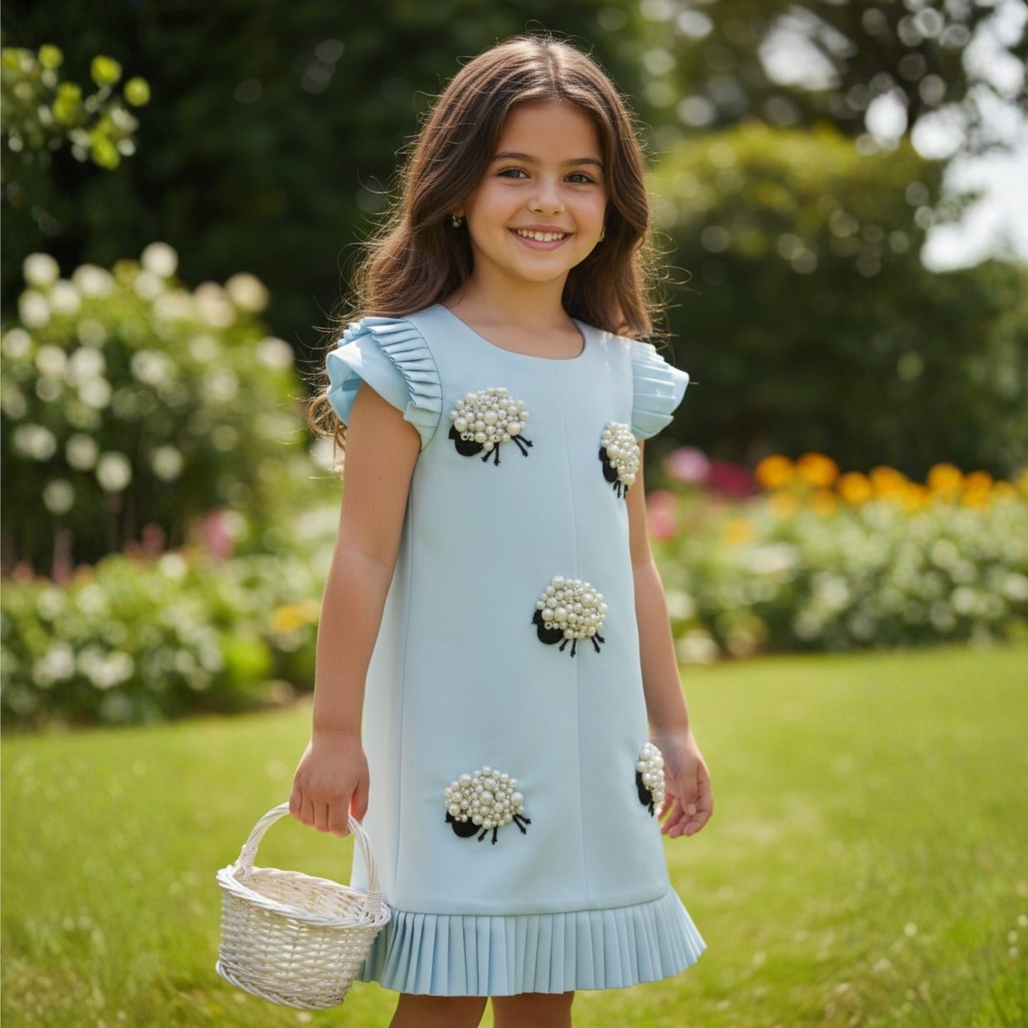 Pearl Sheep Pleated Dress