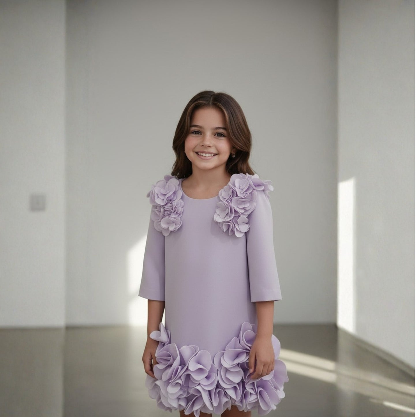 Lavender Bloom 3D Flower Dress