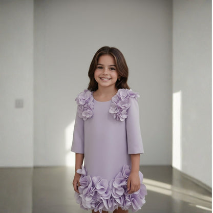 Lavender Bloom 3D Flower Dress