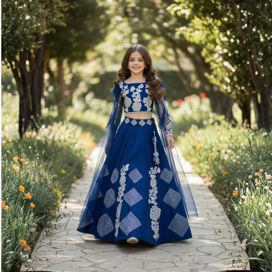 Navy Mirage Lehenga