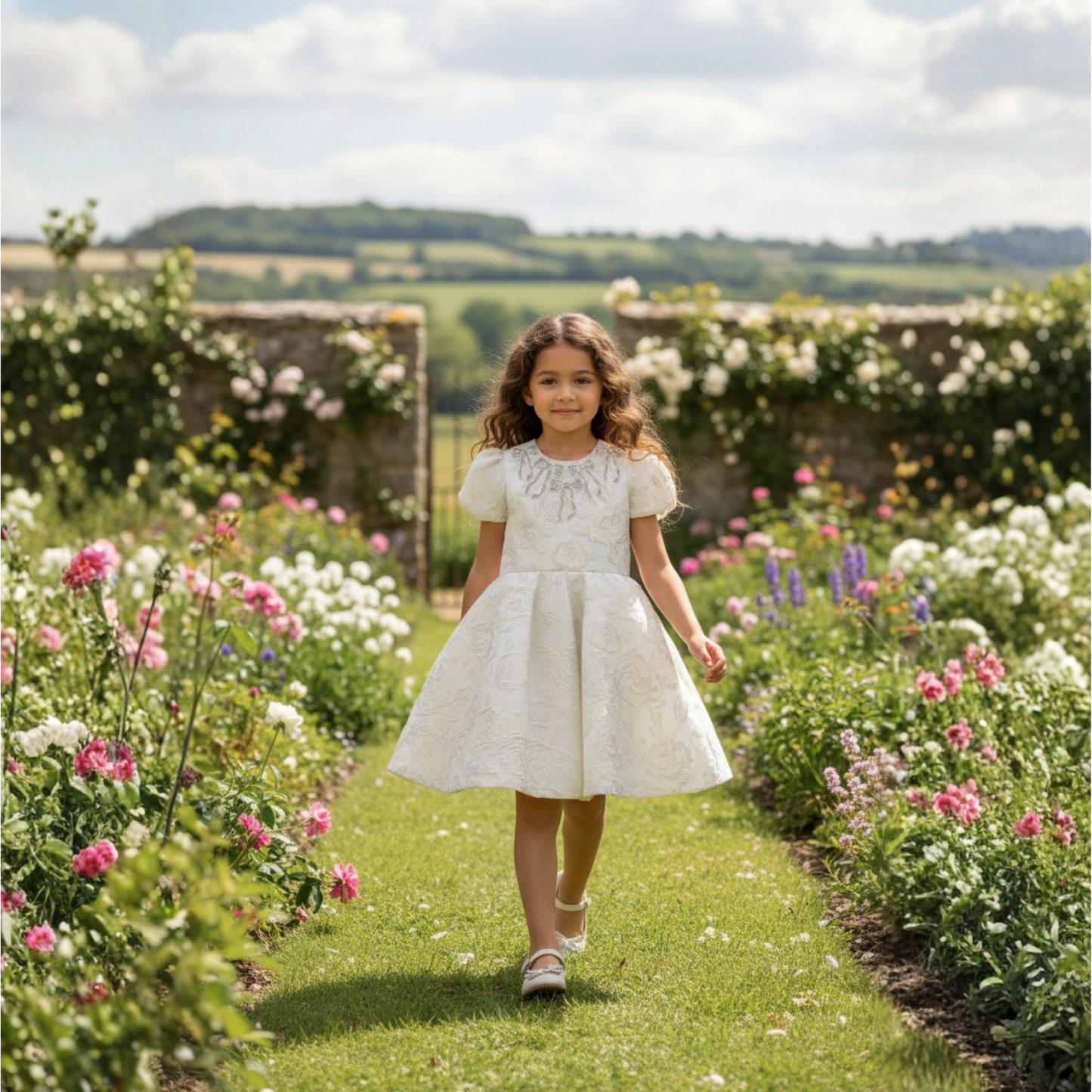 Pearl Bow Jacquard  Dress