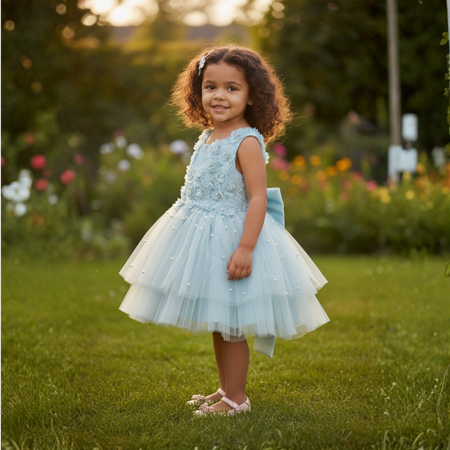 Blue Pearl Blossom Dress