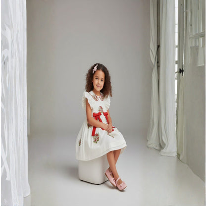 Ivory Mushroom Embroidery Linen Dress