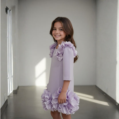 Lavender Bloom 3D Flower Dress