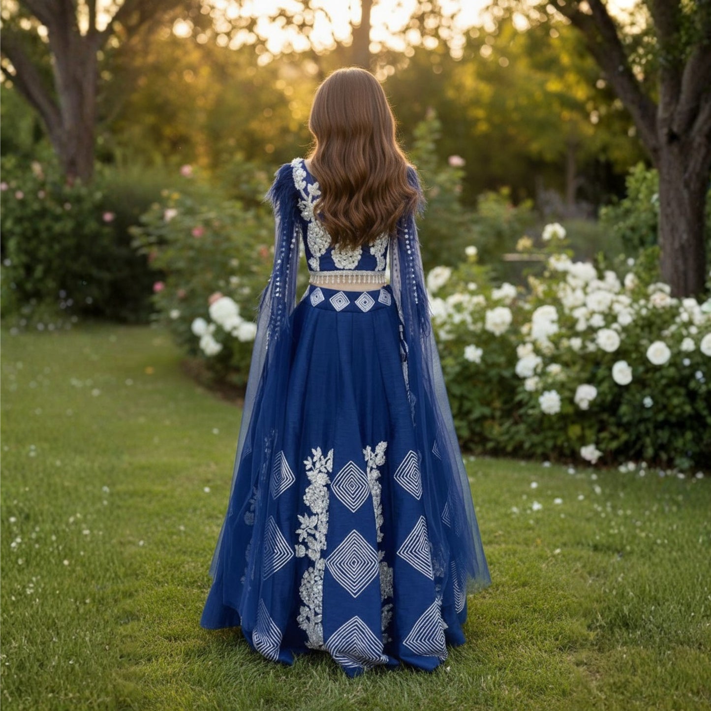 Navy Mirage Lehenga