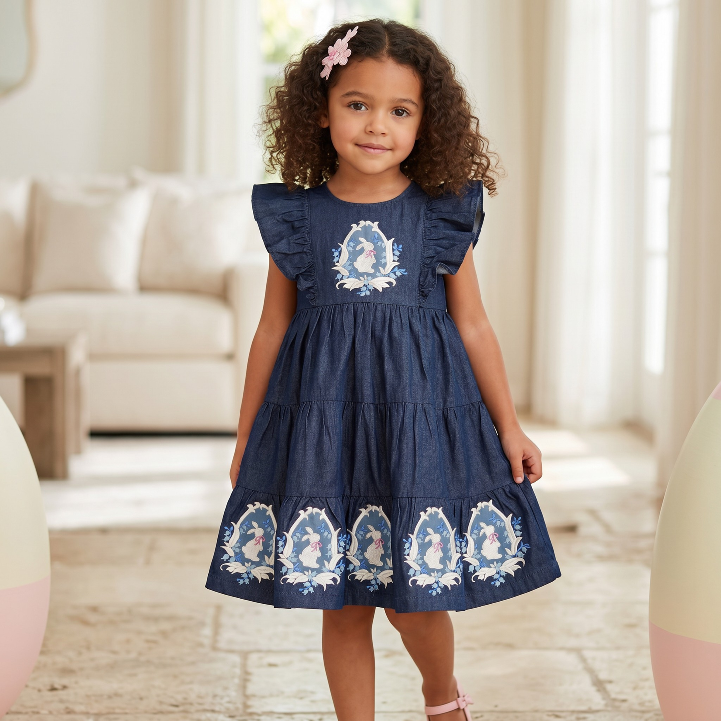 Enchanted Bunny Denim Frill Dress