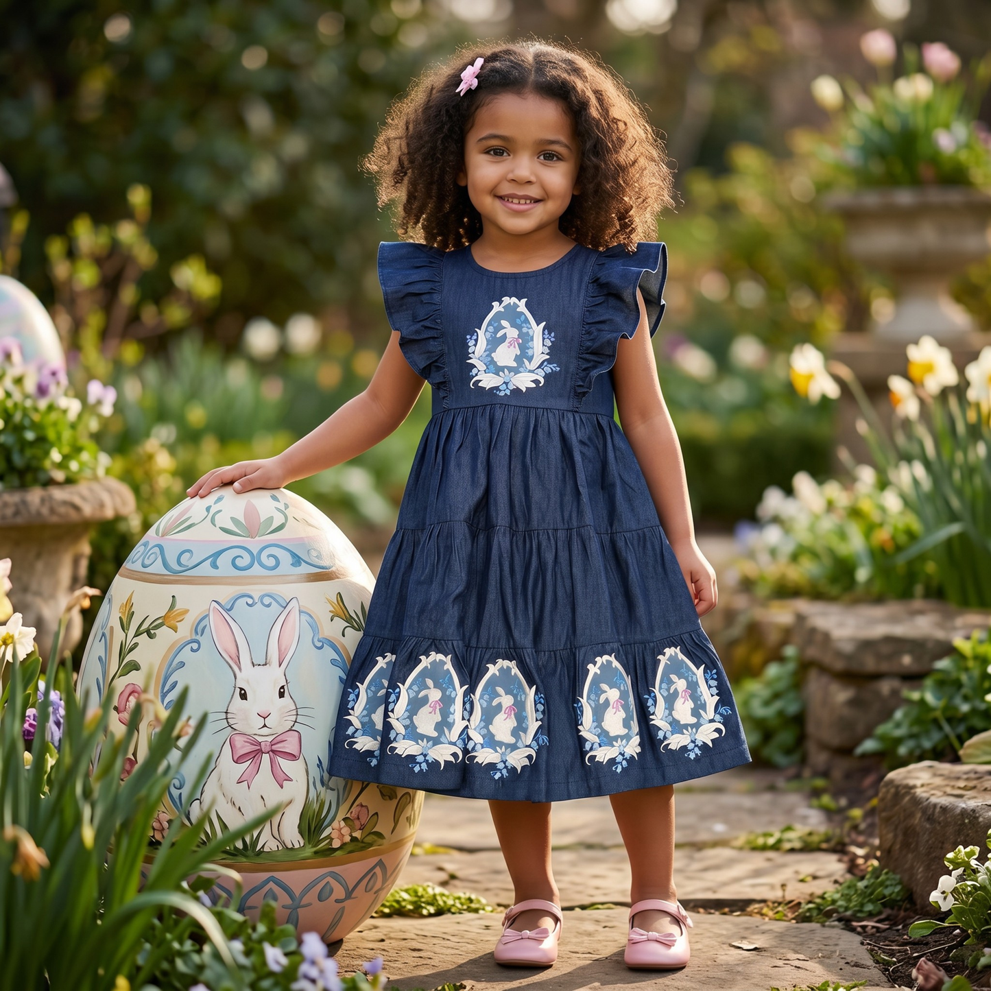 Enchanted Bunny Denim Frill Dress