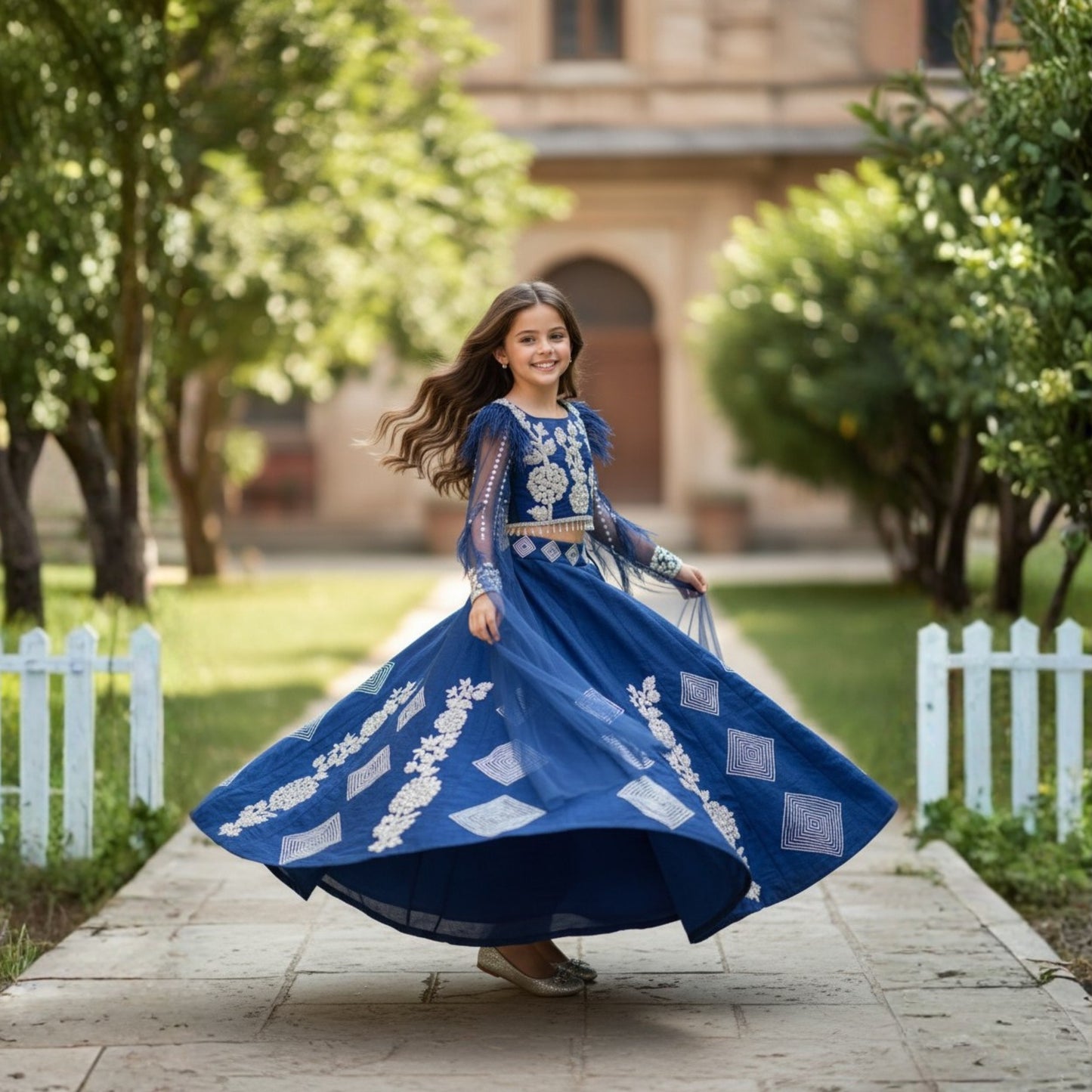 Navy Mirage Lehenga