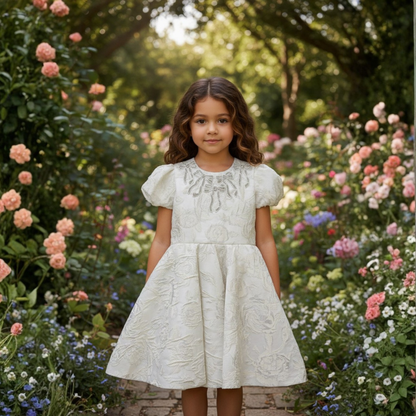 Pearl Bow Jacquard  Dress