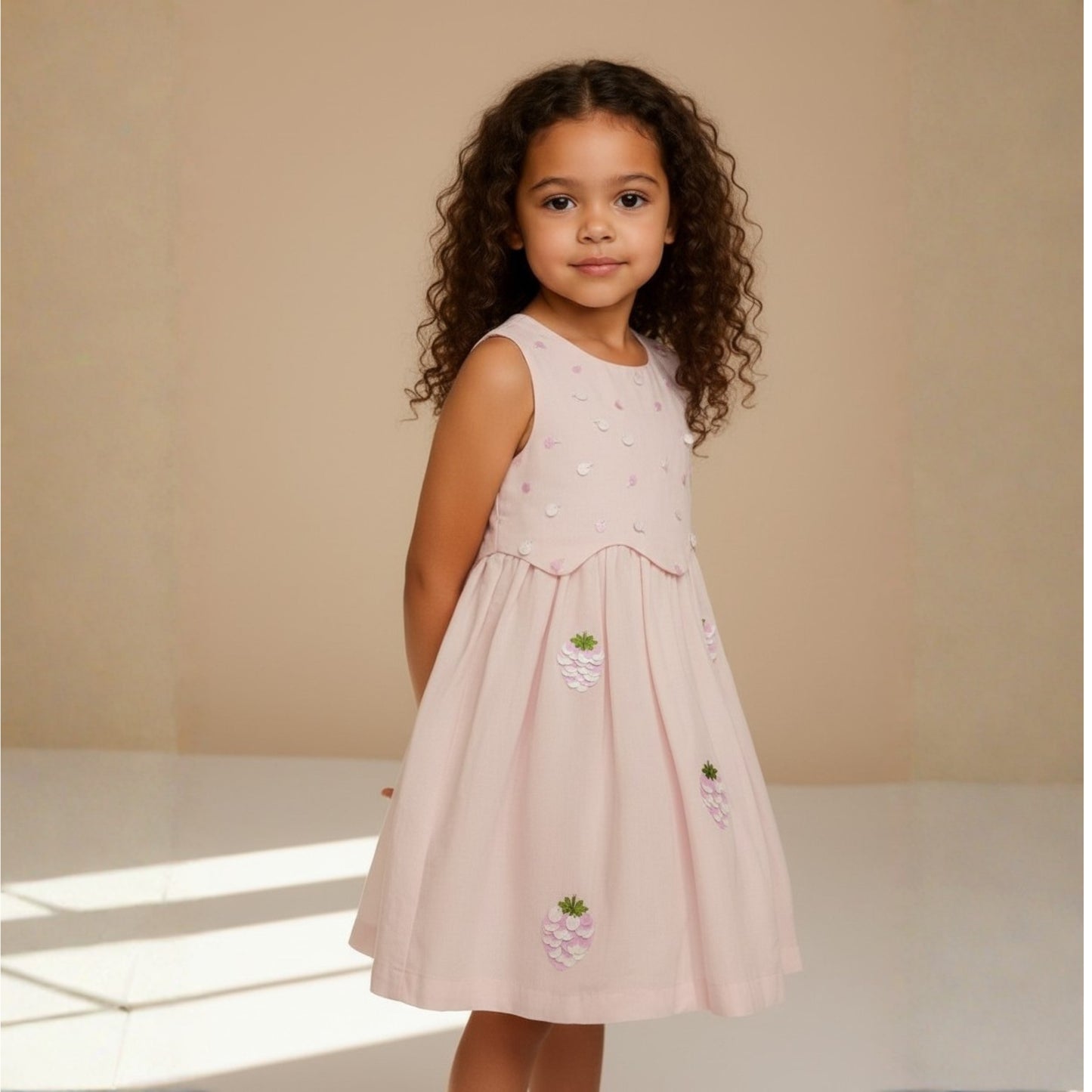 Fruity Bloom Sequin Linen Dress