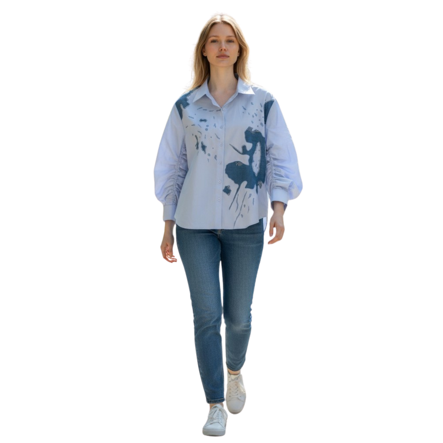 Azure Bloom Cotton Shirt
