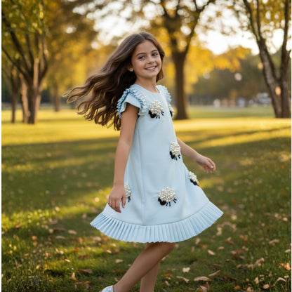Pearl Sheep Pleated Dress