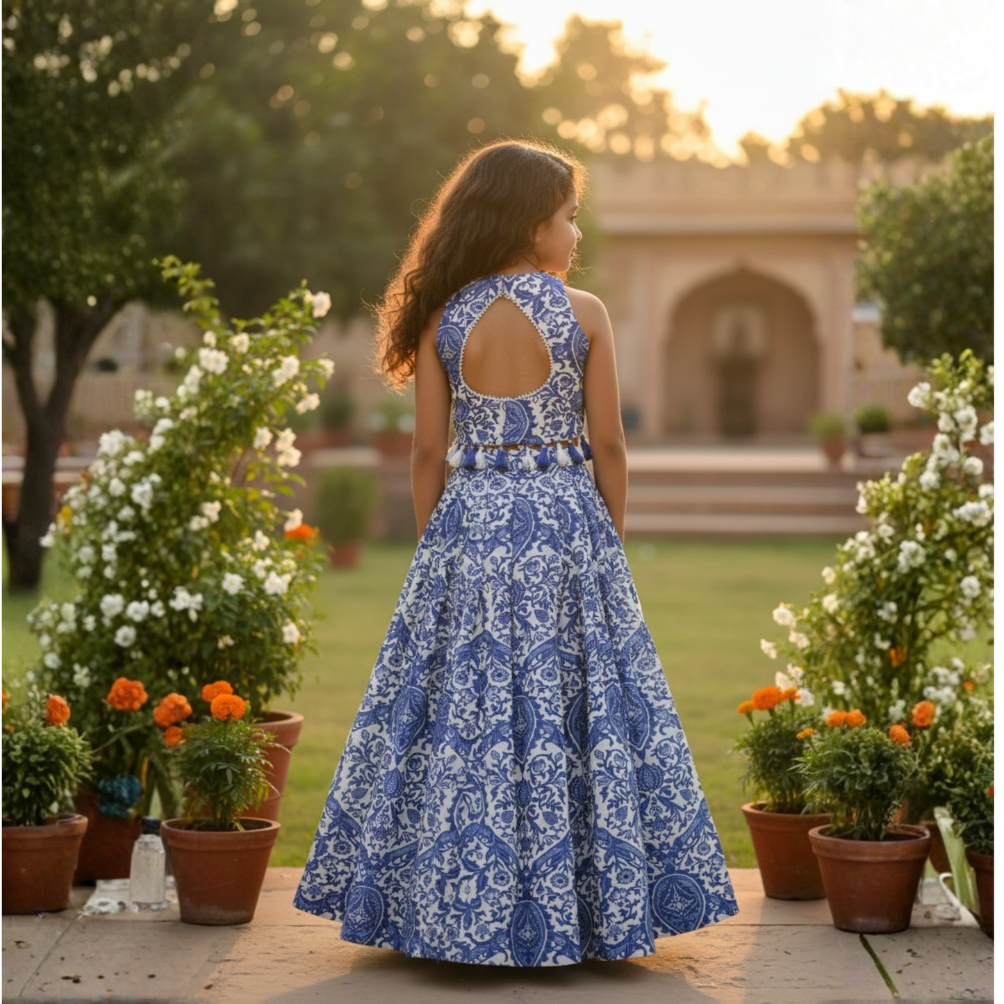 Azure Bloom Lehanga Set