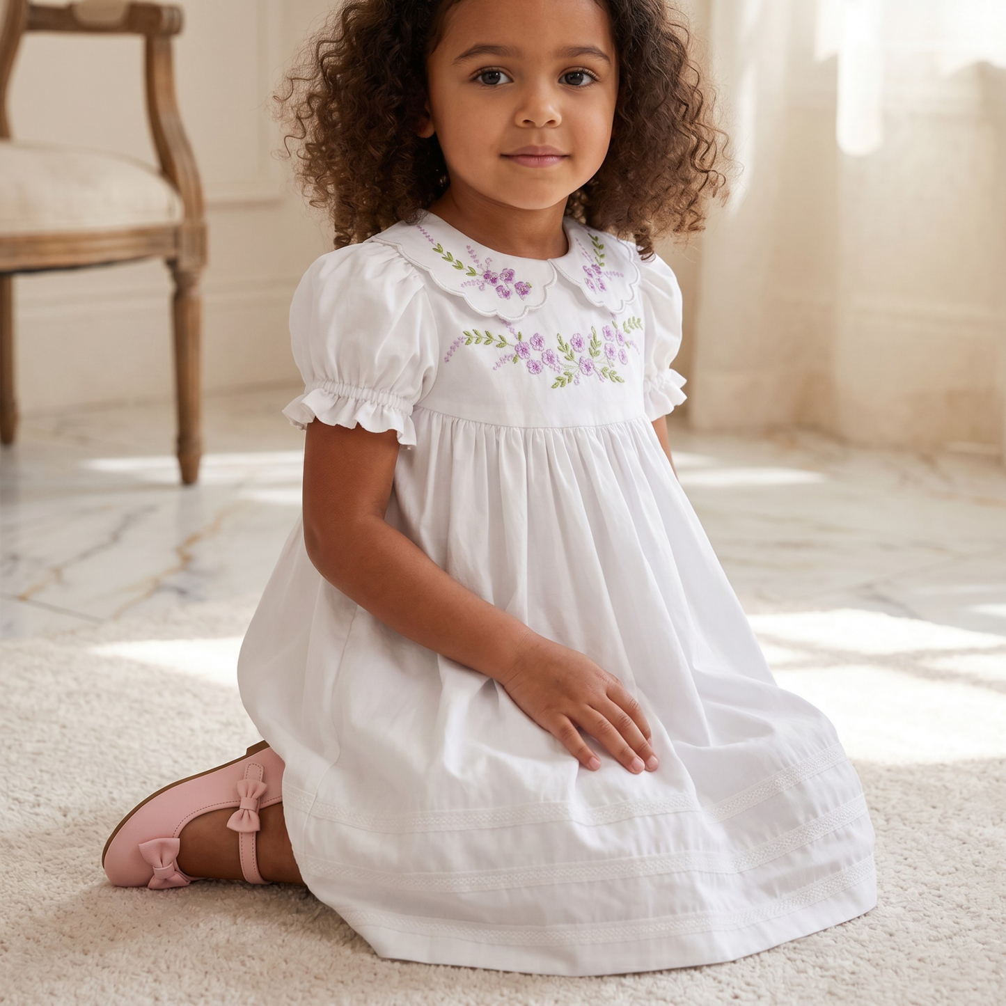 Garden Bloom Smocked Cotton Dress