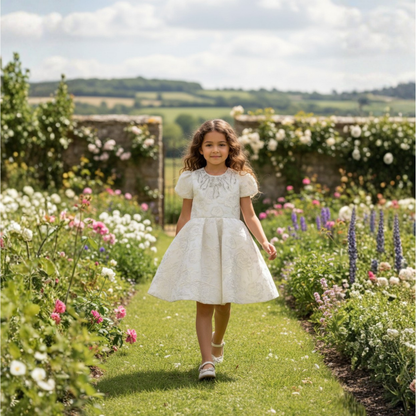 Pearl Bow Jacquard  Dress