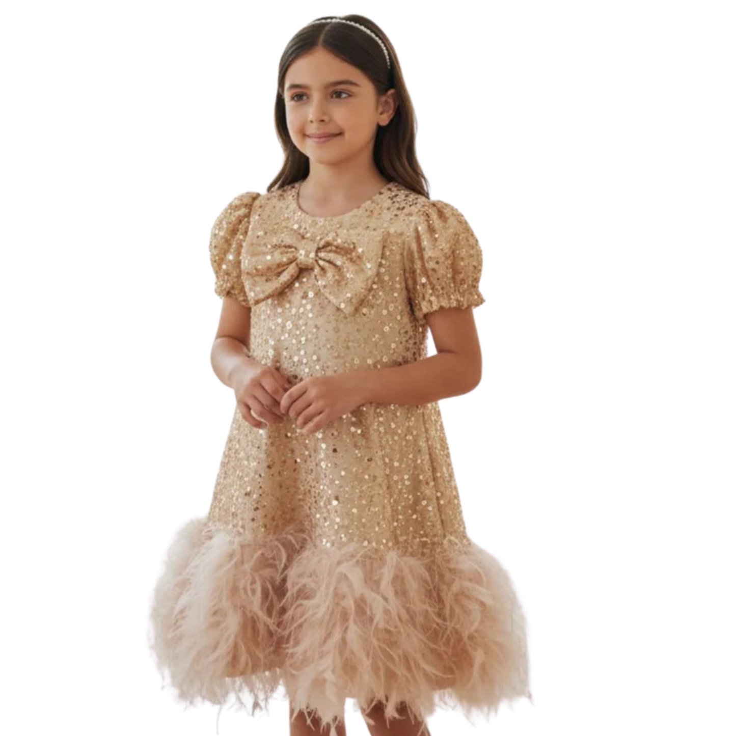 Golden glimmer Bow Dress