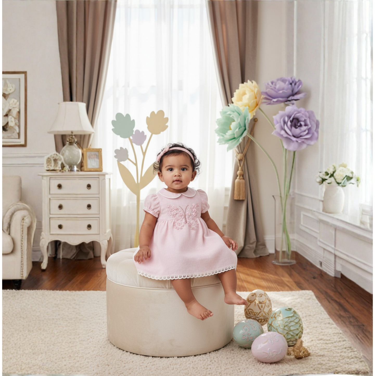 Butterfly Blossom Linen Dress