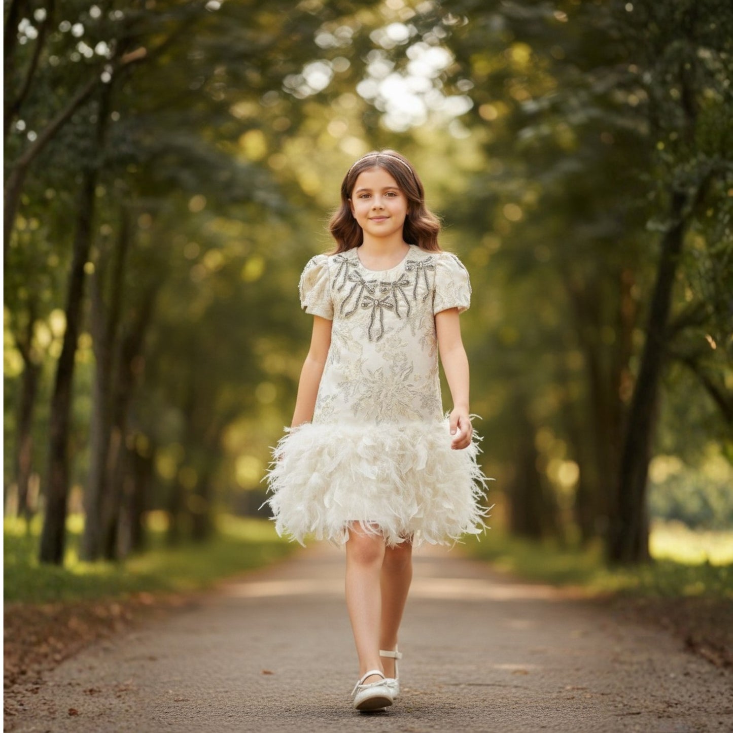 Feathered Bow Dress