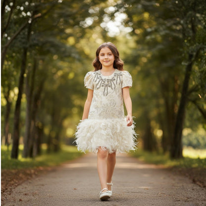 Feathered Bow Dress
