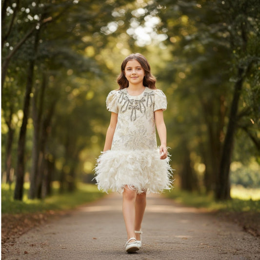 Feathered Bow Dress