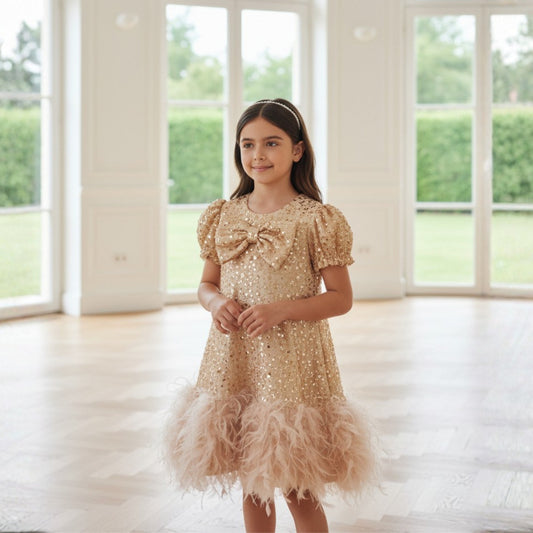 Golden glimmer Bow Dress