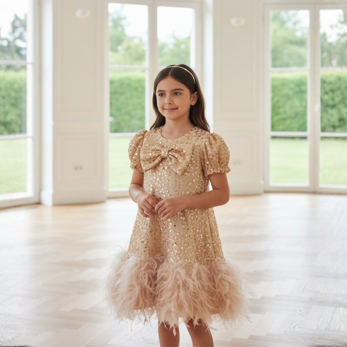 Golden glimmer Bow Dress