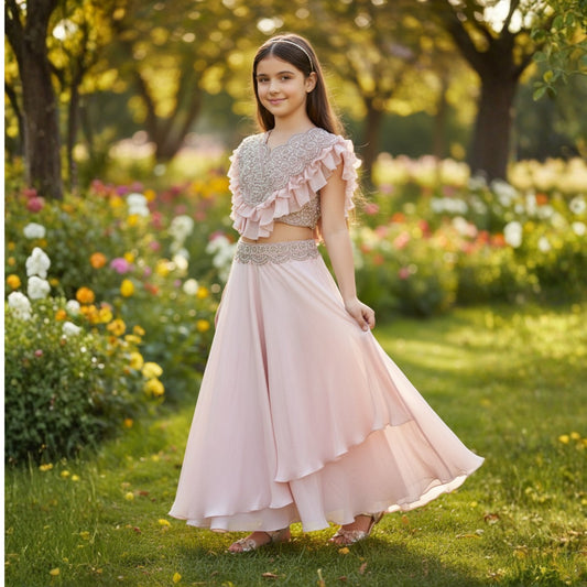 Blush Ruffle Lehanga