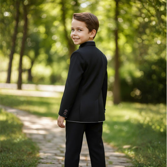 Black Bandhgala with piping