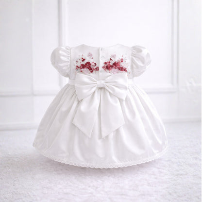 Scarlet Blossom Satin Dress